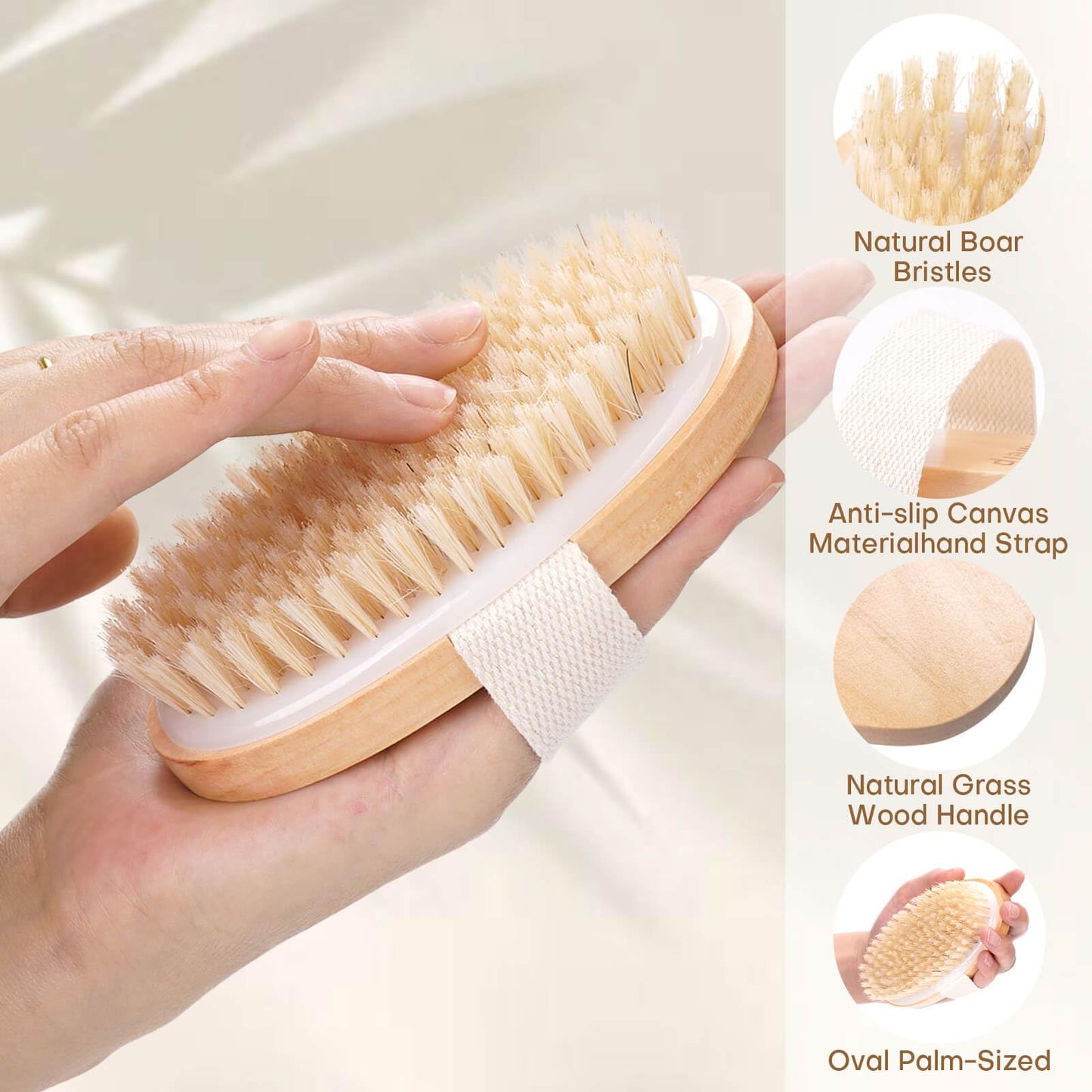 2 Pack Dry Brushing Body Brush, Natural Bristle Exfoliating Brush with Massage Nodes, for Lymphatic Drainage and Improving Skin Health and Reduces Beauty and Personal Care Bealihelp