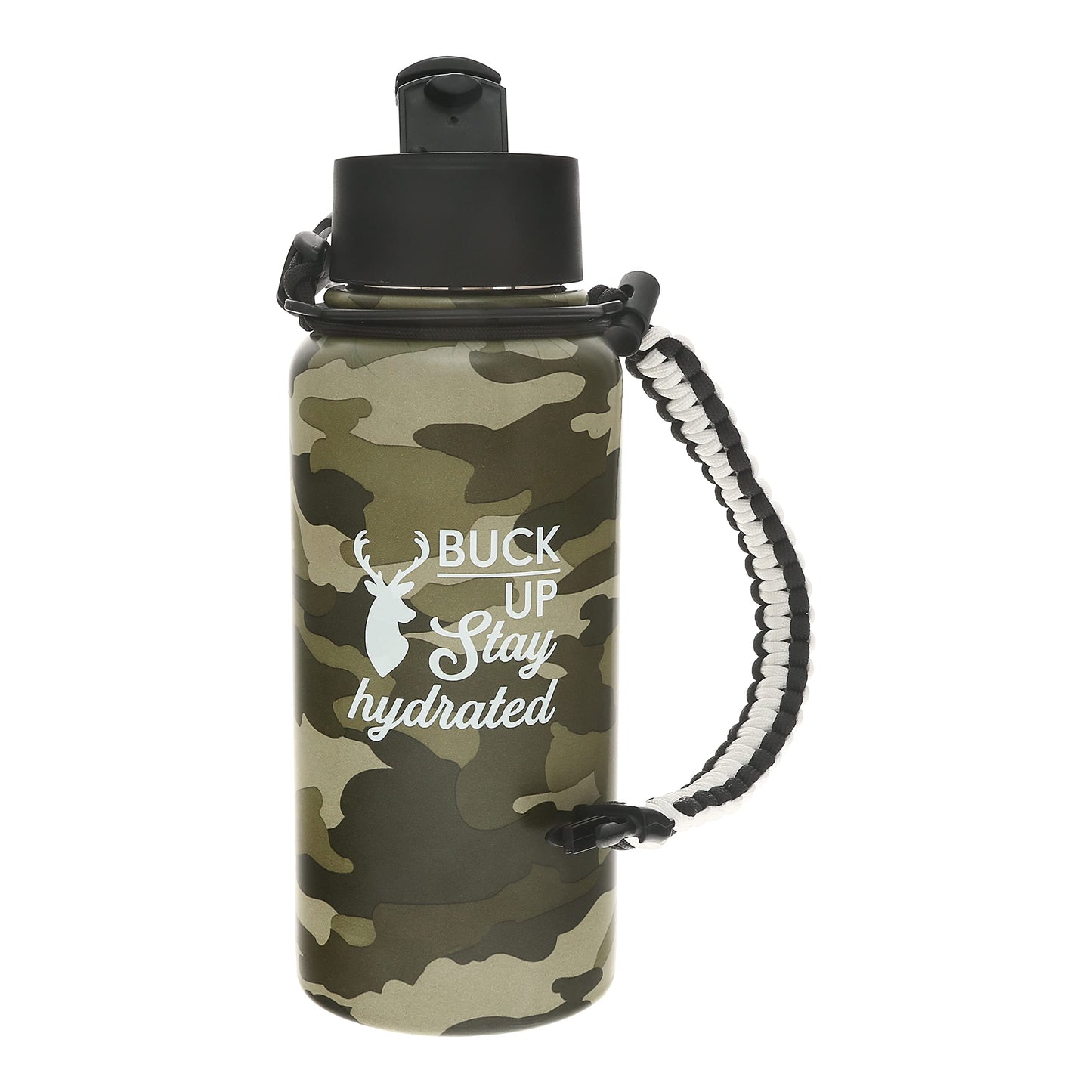 Pavilion Gift Company - Stay Hydrated 32 oz. Stainless Steel Water Bottle, Reusable Leak Proof BPA-Free Flask for Sports, Sweat Proof Sports Design