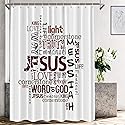 Shrahala Words White Decorative Church Love Shower Curtain, 72x72 Inch Waterproof with Grommets