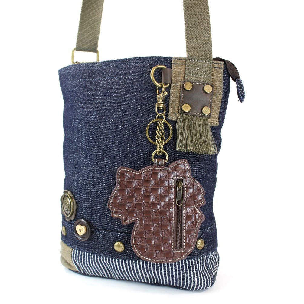 CHALA Handbag Canvas Crossbody Messenger Bags - FOX with coin purse (Blue)