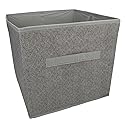 Collapsible Storage Container with Pull Handle Grey 11 in x 10.5 in x 10.5 in (27.9 cm x 26.7 cm x 26.7 cm) by essentials