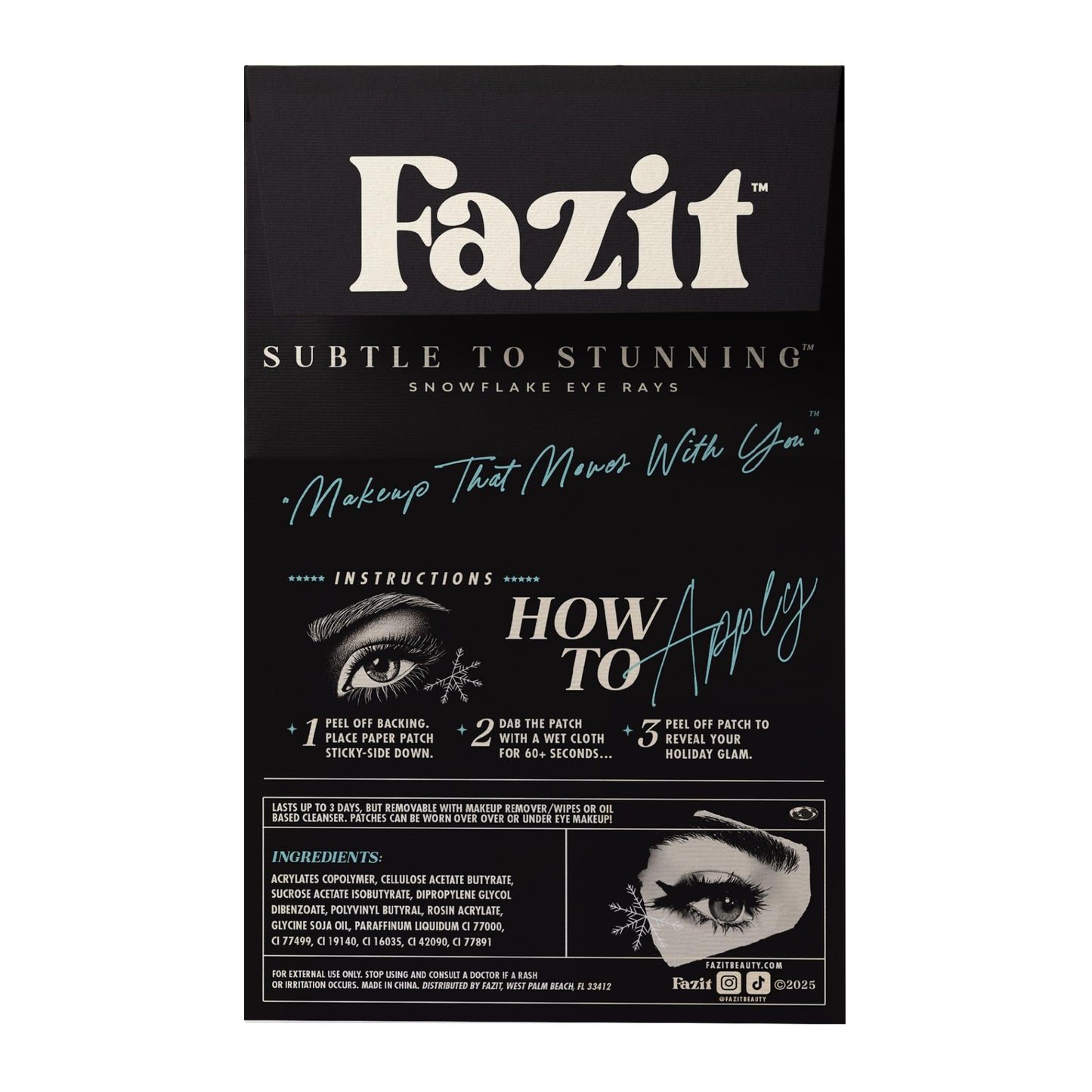 Fazit Makeup Patches - Snowflake Eye Rays - Glow Up Make-Up Patches - Cute Glitter Makeup Accessories for Women - Cosmetic Glitter for Face