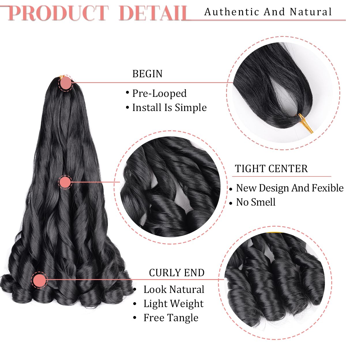 French Curls Braiding Hair 24Inch Curly Braiding Hair Pre Stretched 8 Packs Beauty and Personal Care Luoyudu