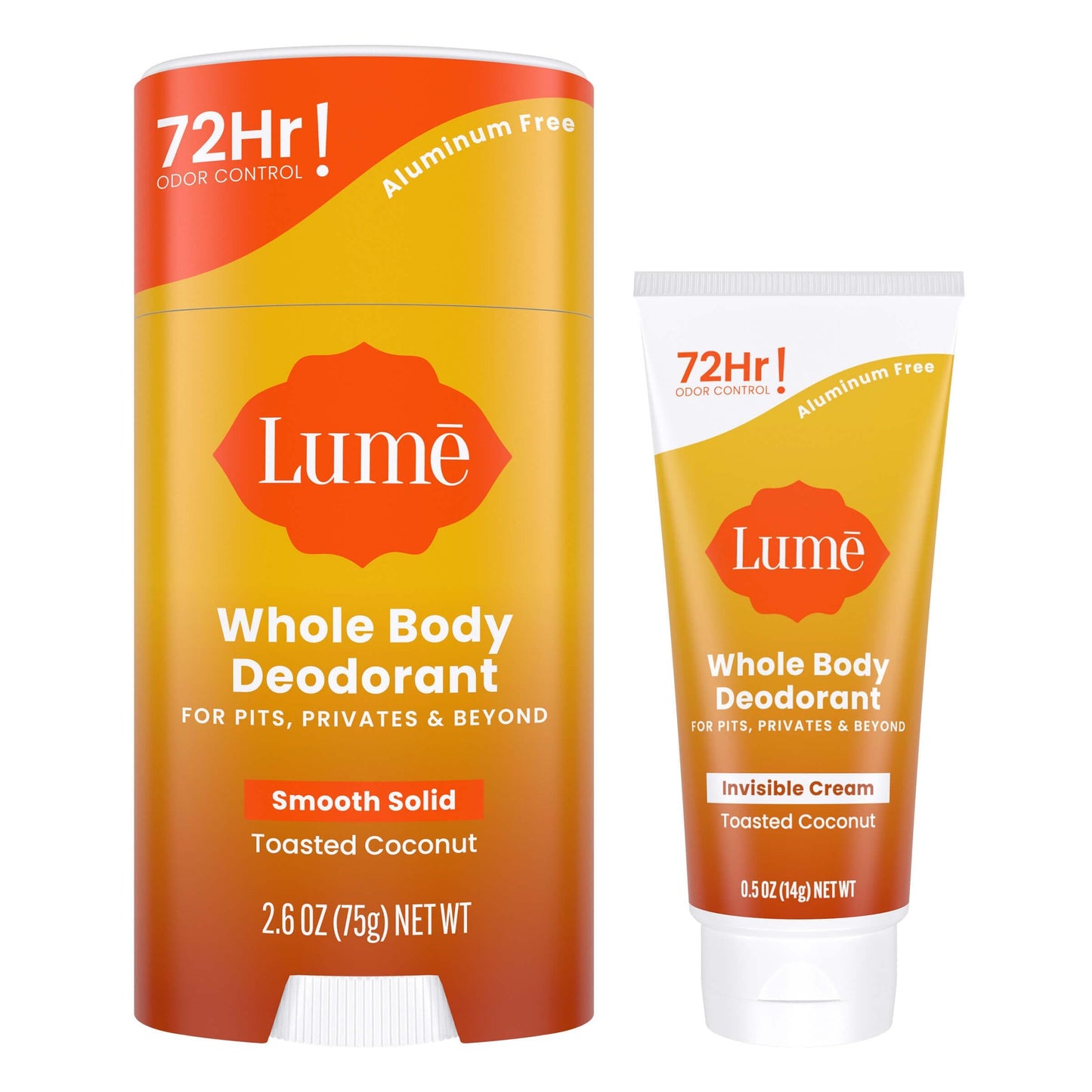 Lume Whole Body Deodorant - Invisible Cream Tube Mini and Solid Stick Bundle - 72 Hour Odor Control - Aluminum & Baking Soda Free, Skin Loving Beauty and Personal Care Lume Default Title