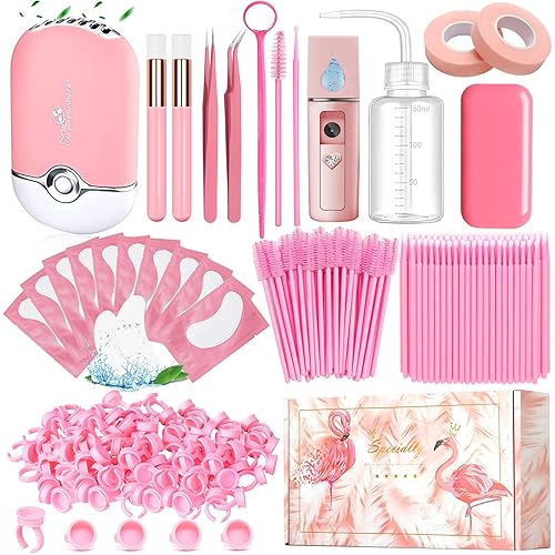Eyelash Extension Supplies USB Air Conditioning Blower Facial Mister Lash Tweezers Mirror Mascara Brush Lash Shampoo Brush Bottle Silicone Pad Glue