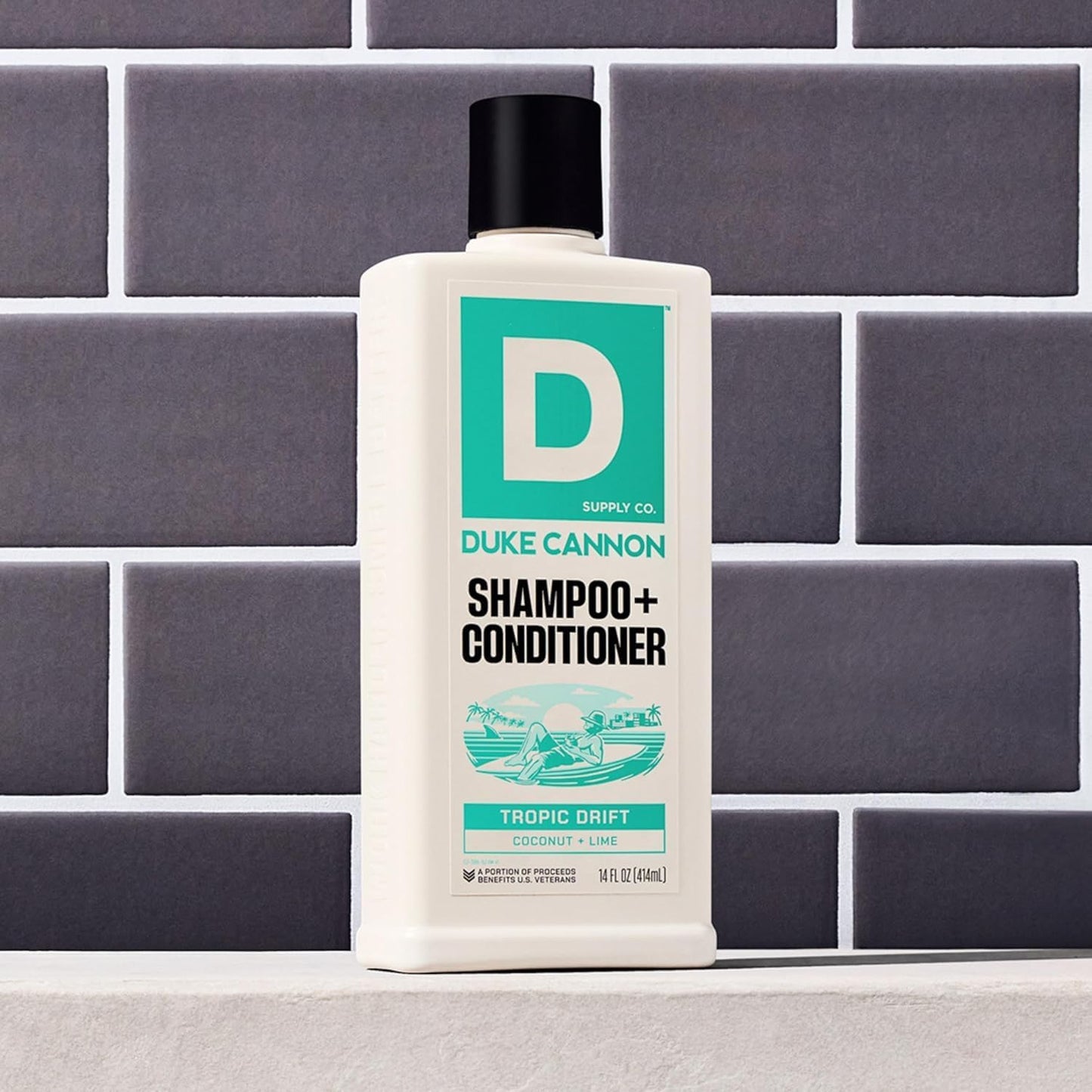 Duke Cannon Supply Co. Tropic Drift 2-in-1 Shampoo and Conditioner for Men - 14 fl oz - Coconut + Lime Scent - Made with Tea Tree Oil & Menthol