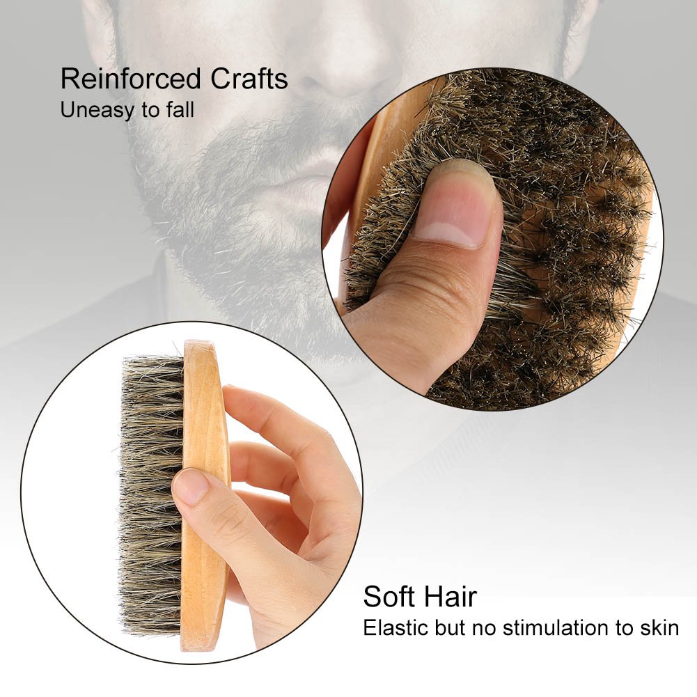 Men's Beard and Mustache Care Kit - Oval Brush, Comb, Grooming Tools for Softening, Conditioning, and Cleaning