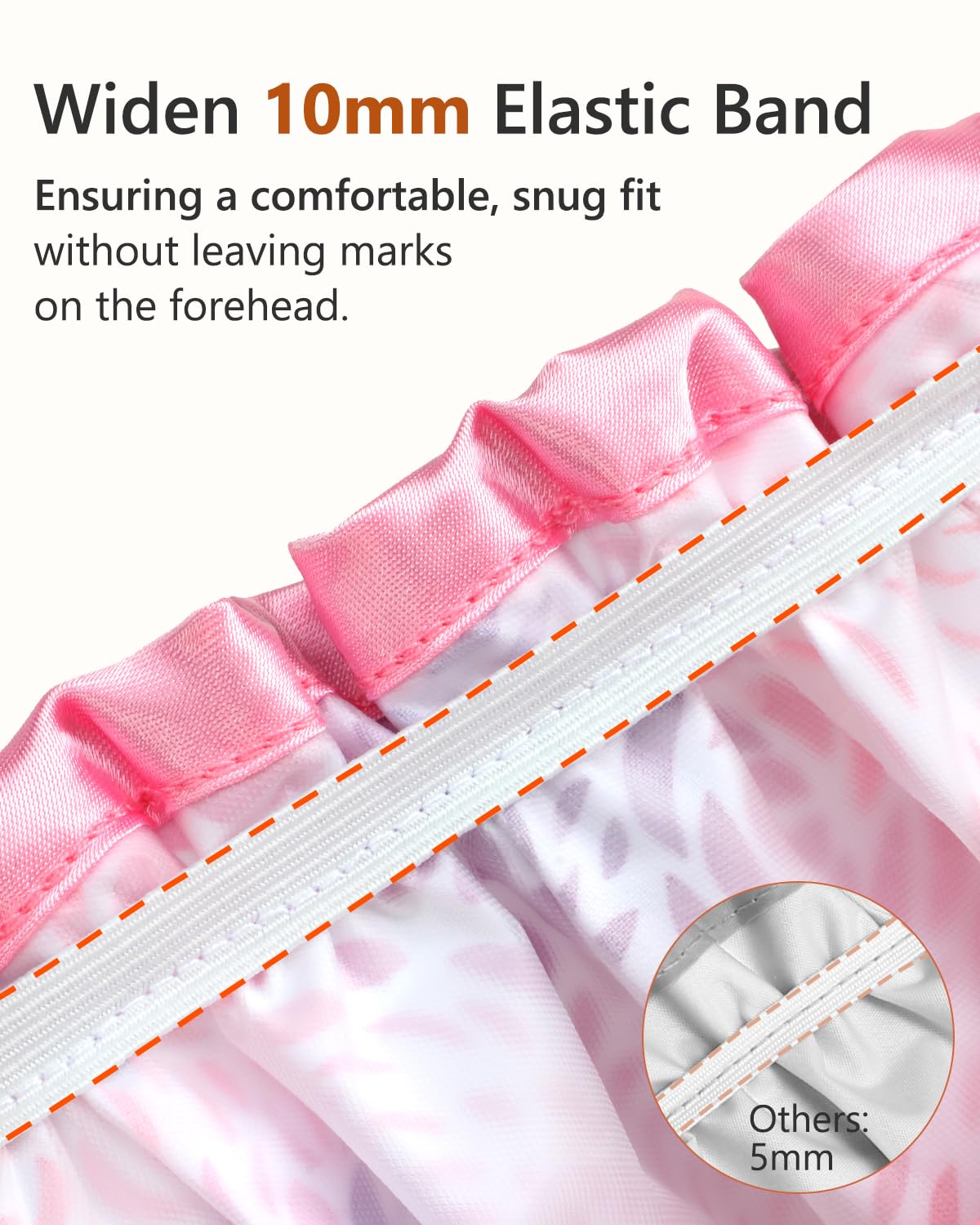 mikimini Large Shower Cap for Women Long Hair, 1 Pack,Romantic Petal Design, Double Layer Waterproof, Reusable, Washable, High-quality, Floral Print