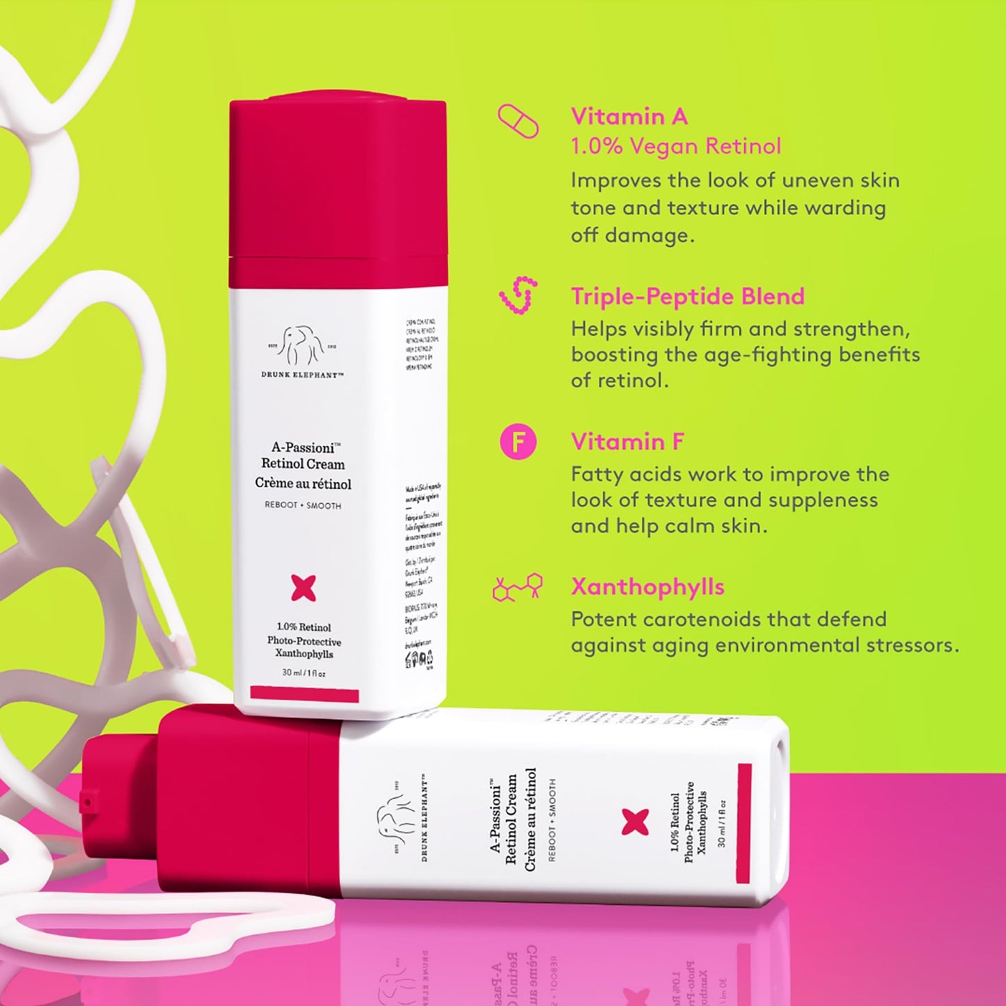 Drunk Elephant A-Passioni Retinol Cream - 30 ml/1 fl oz - 1% Retinol Serum - Clean Clinical Skincare - Cruelty-Free - Dermatologist-Tested - Free