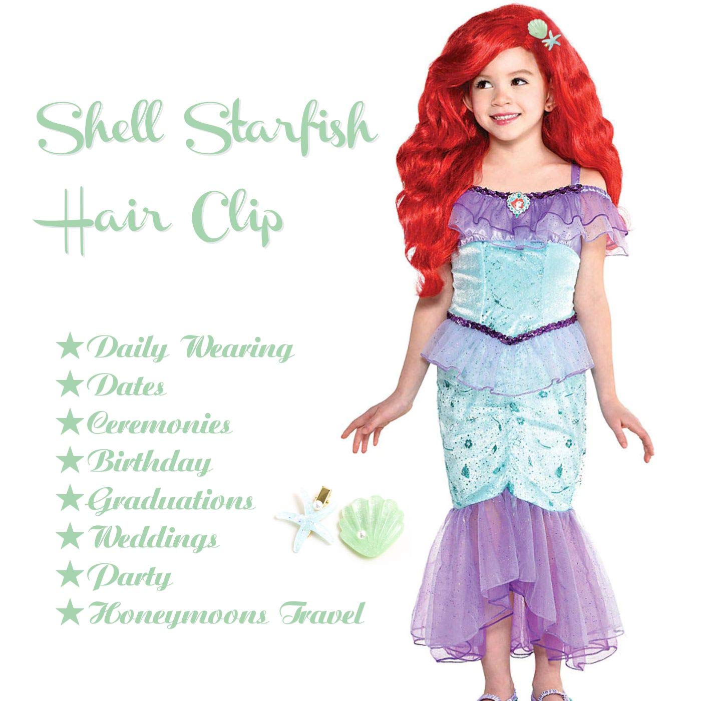 Shell Pearl Starfish Hair Clip Set for Women Girls, Acrylic Resin Alligator Hair Clips, Ladies and Girls Headwear Styling Tools Hair Accessories