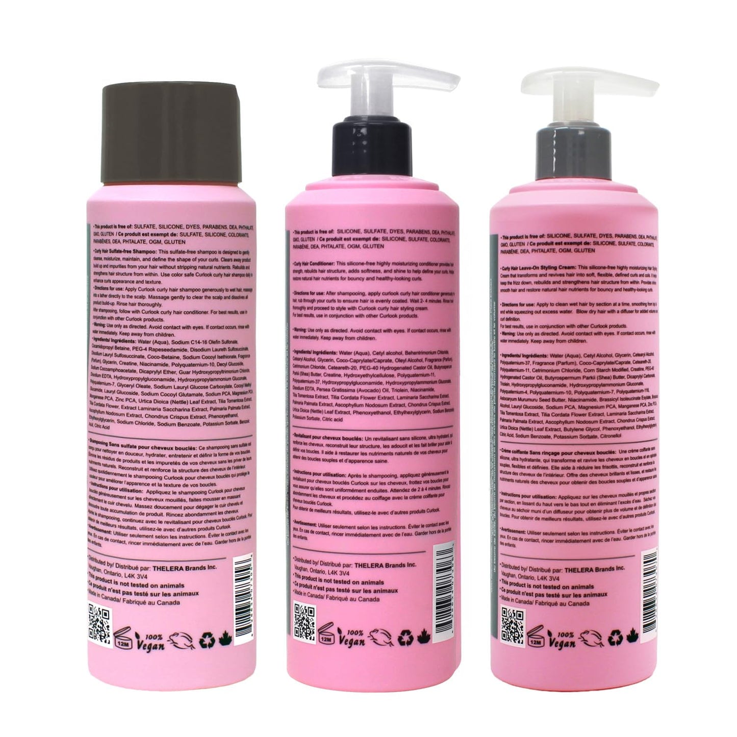 CURLOOK Curly Hair Bundle | Shampoo, Conditioner & Leave-In Styling Cream Set | Sulfate-Free, Silicone-Free | Pack of 3-400ml (13.5 oz) Each Bottle |