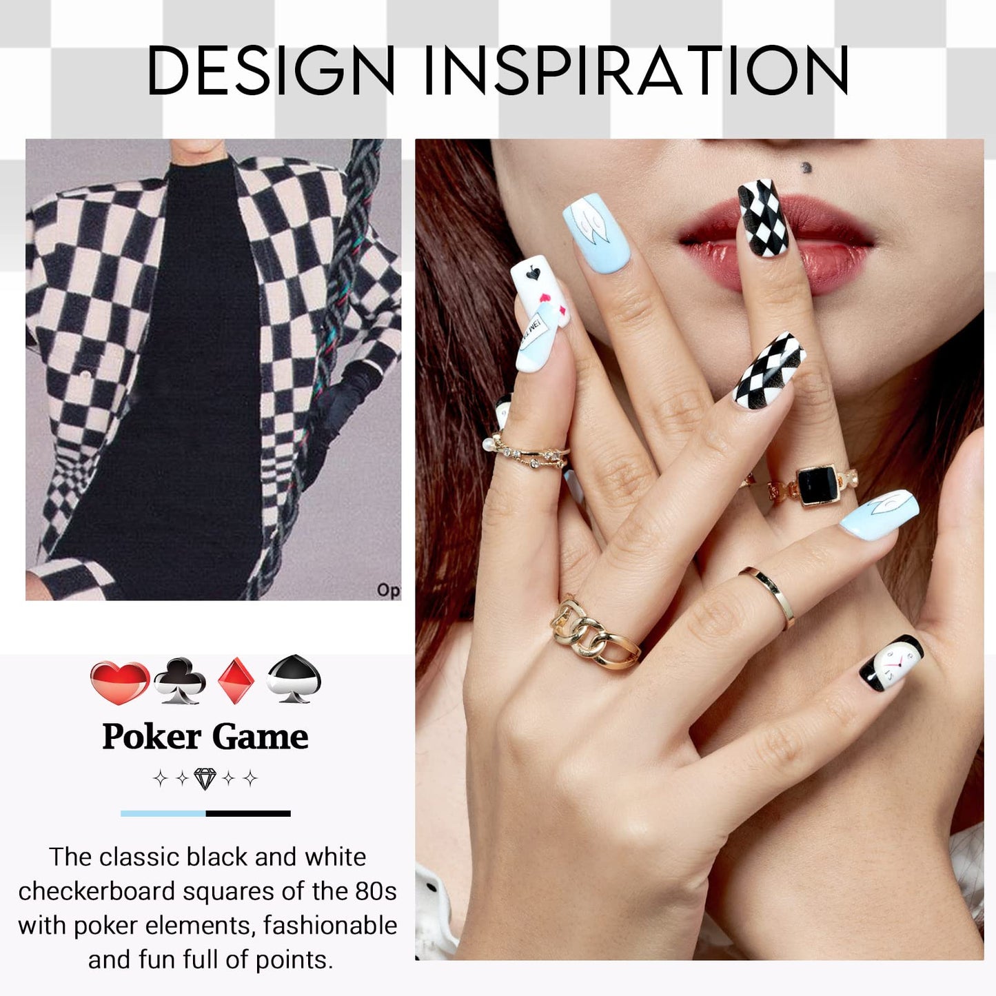 GLAMERMAID Dark Blue White Ombre Press on Nails Medium Square, Oil Painting Glossy Gel Stick on Fake Nals Short Square, Neutral Glue 0n Nails Kit