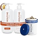 Routine Wellness Hair Thinning System, Anti-Thinning Shampoo & Conditioner Set Coconut & Vanilla + Hair Growth Supplement, Clinically Tested