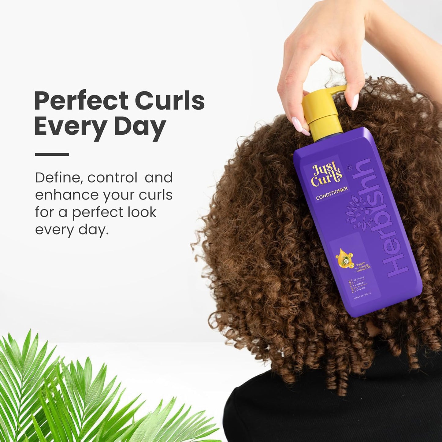 Herbishh Curly Hair Shampoo and Conditioner Set (16.91 oz Each) With Coconut & Avocado Oil for Wavy and Coily, Haircare for Women & Men, Curly Hair