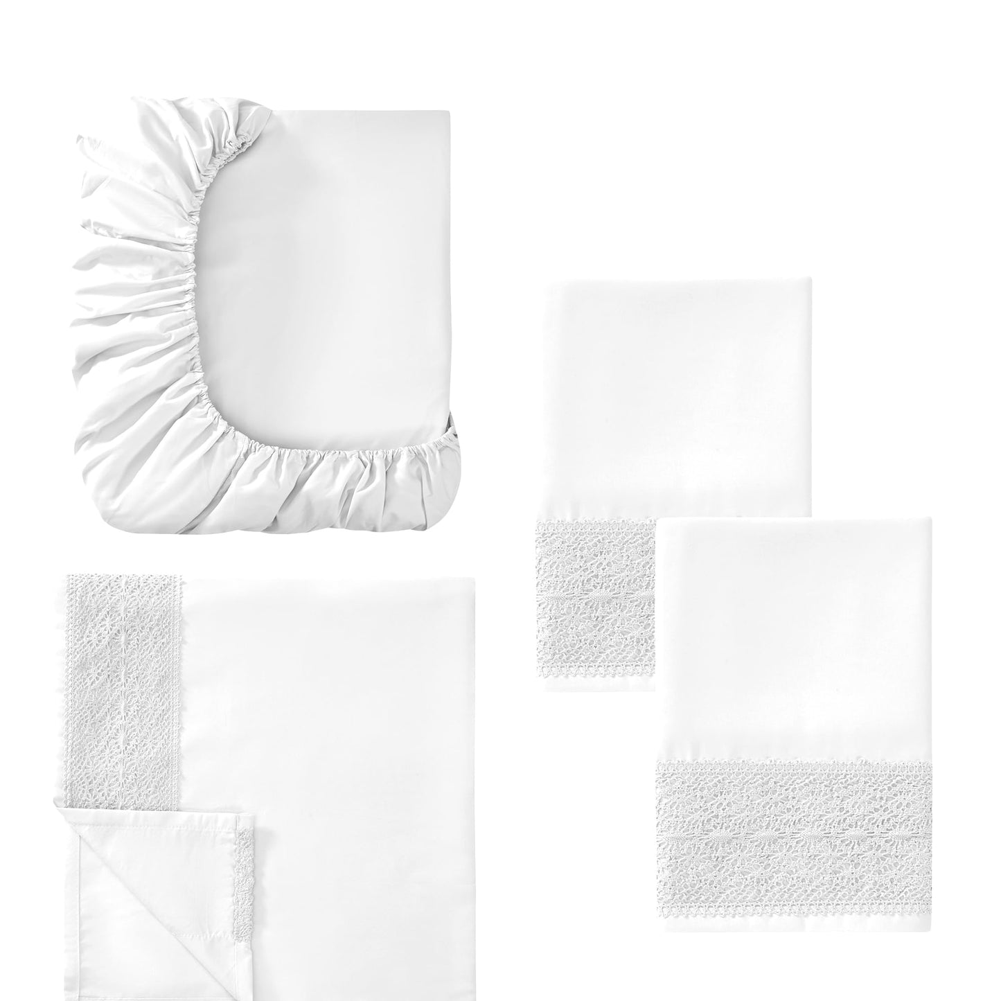 Modern Threads Soft Microfiber Crochet Lace Sheets - Luxurious Microfiber Bed Sheets - Includes Flat Sheet, Fitted Sheet with Deep Pockets, &