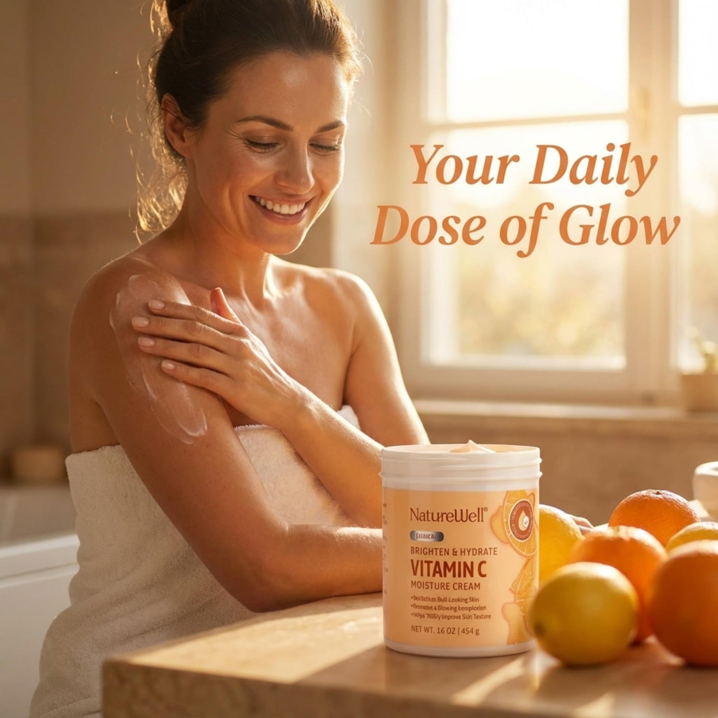 NATURE WELL Vitamin C Brightening Moisturizer Cream - Hydrating Face & Body Lotion with Coconut Oil, Helps Improve Uneven Skin Tone & Dark Spots