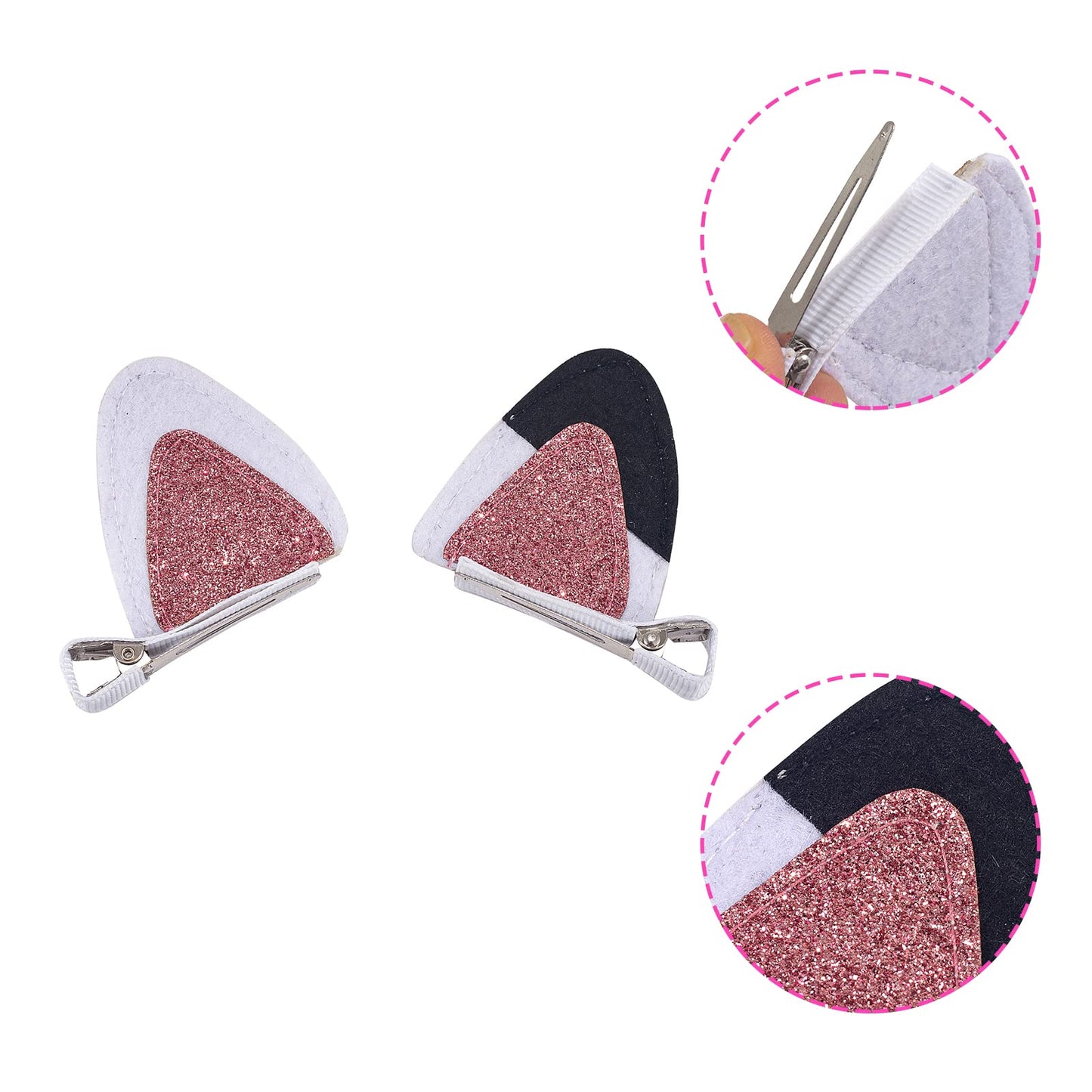 2 Pcs Cat Ears Hair Clips for Girls Cute Glitter Cat Ear Hair Pins Animal Hair Pins Barrettes for Girls Sparkly Alligator Hair Clips for Baby Girls