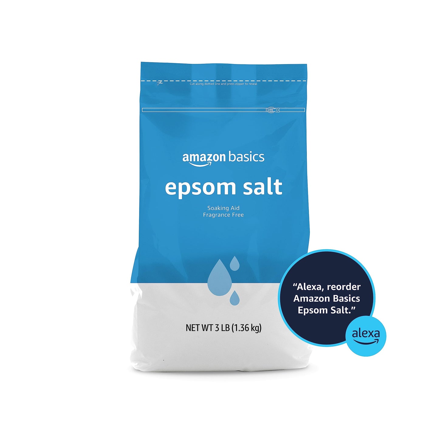 Amazon Basics Epsom Salt Soak, Unscented, Magnesium Sulfate USP, Muscle and Feet Relaxation, Resealable Bag, 3 Pound Beauty and Personal Care Amazon Basics