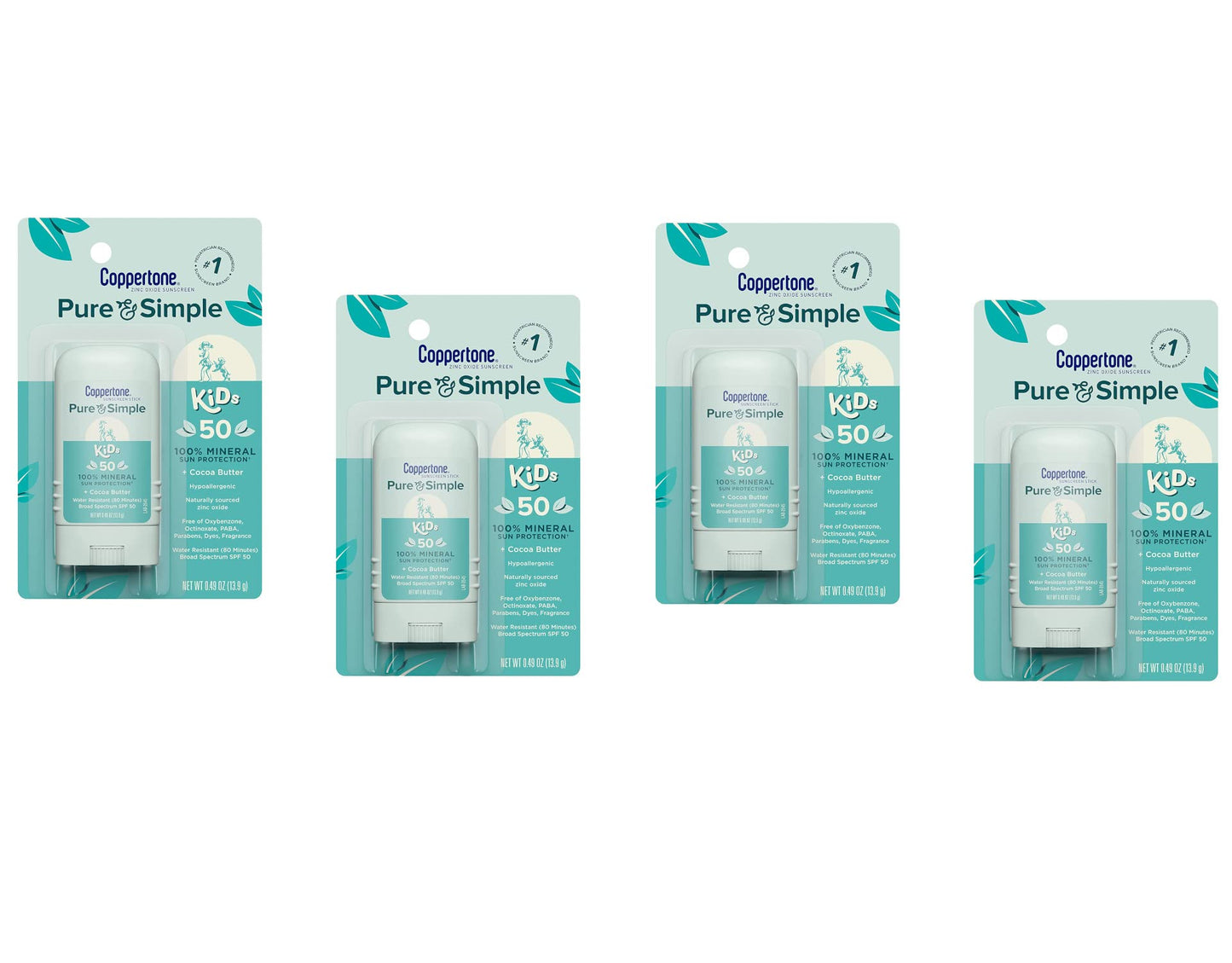 Coppertone Kids Sunscreen Stick Broad Spectrum SPF 50.46 Ounces Each (4)