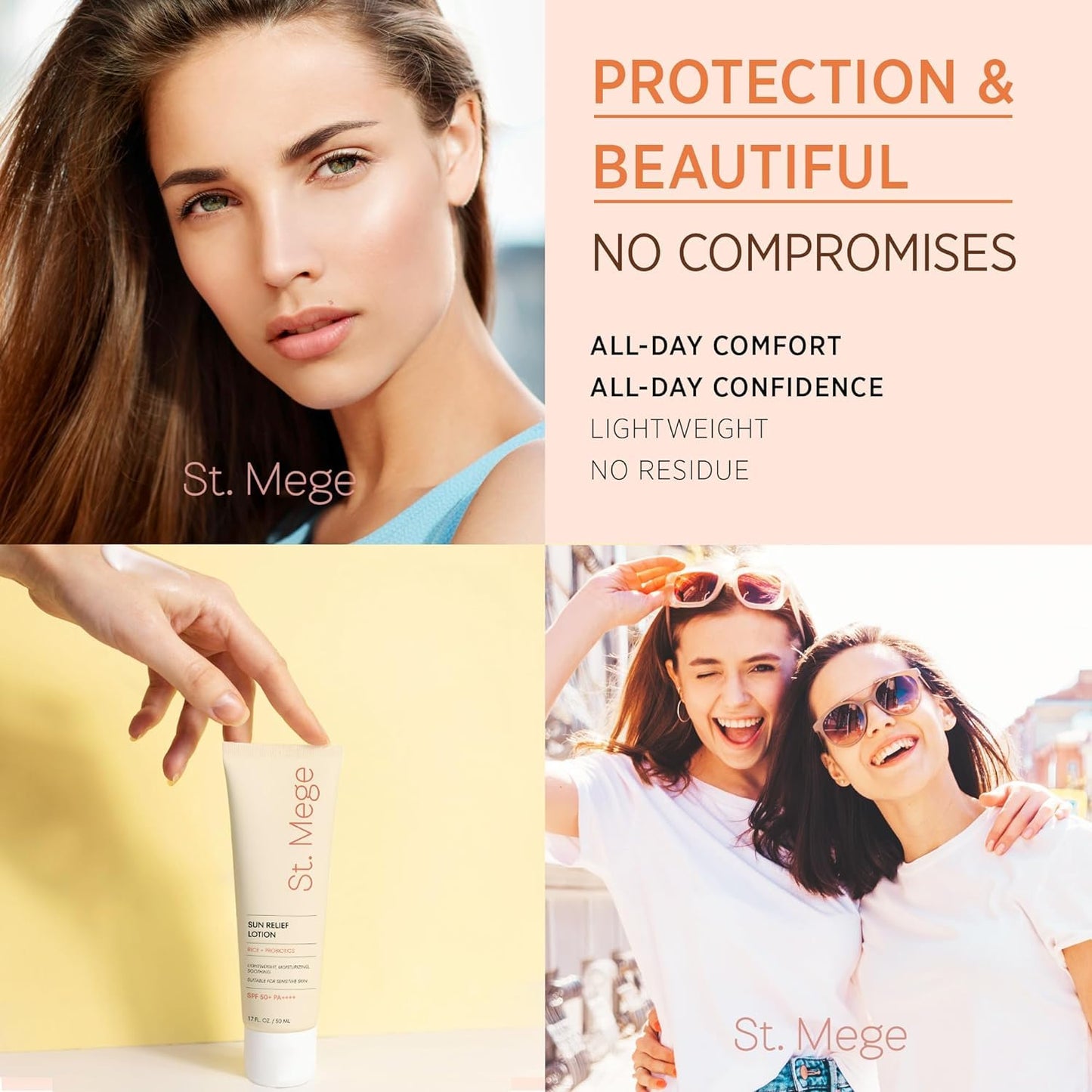 St. Mege Rice Korean Lightweight Sunscreen - Daily 50+ PA++++ Travel Size Sunscreen Lotion - Reef Safe, Asian Skincare Sunblock