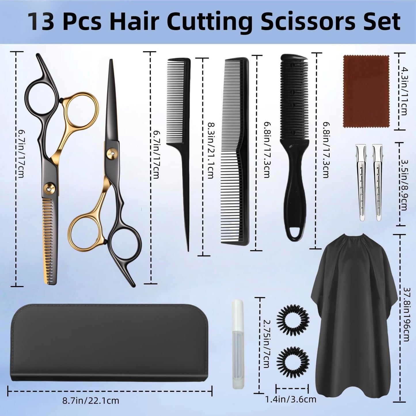 13 PCS Hair Cutting Scissors Shears Kits?Professional Haircut Scissors Kit with Cutting Scissors?6.5 Inches Hair Cutting Scissors Kit Beauty and Personal Care WFOEJEJ