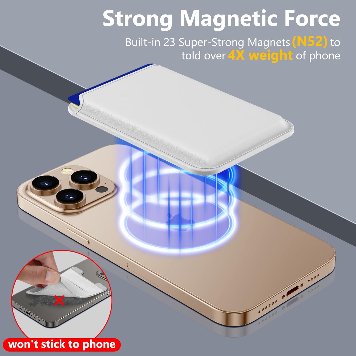 homstect upgraded for magsafe wallet, magnetic phone 3 cards holder, powerful 23 magnets&credit card rfid blocking, slim&leather iphone…