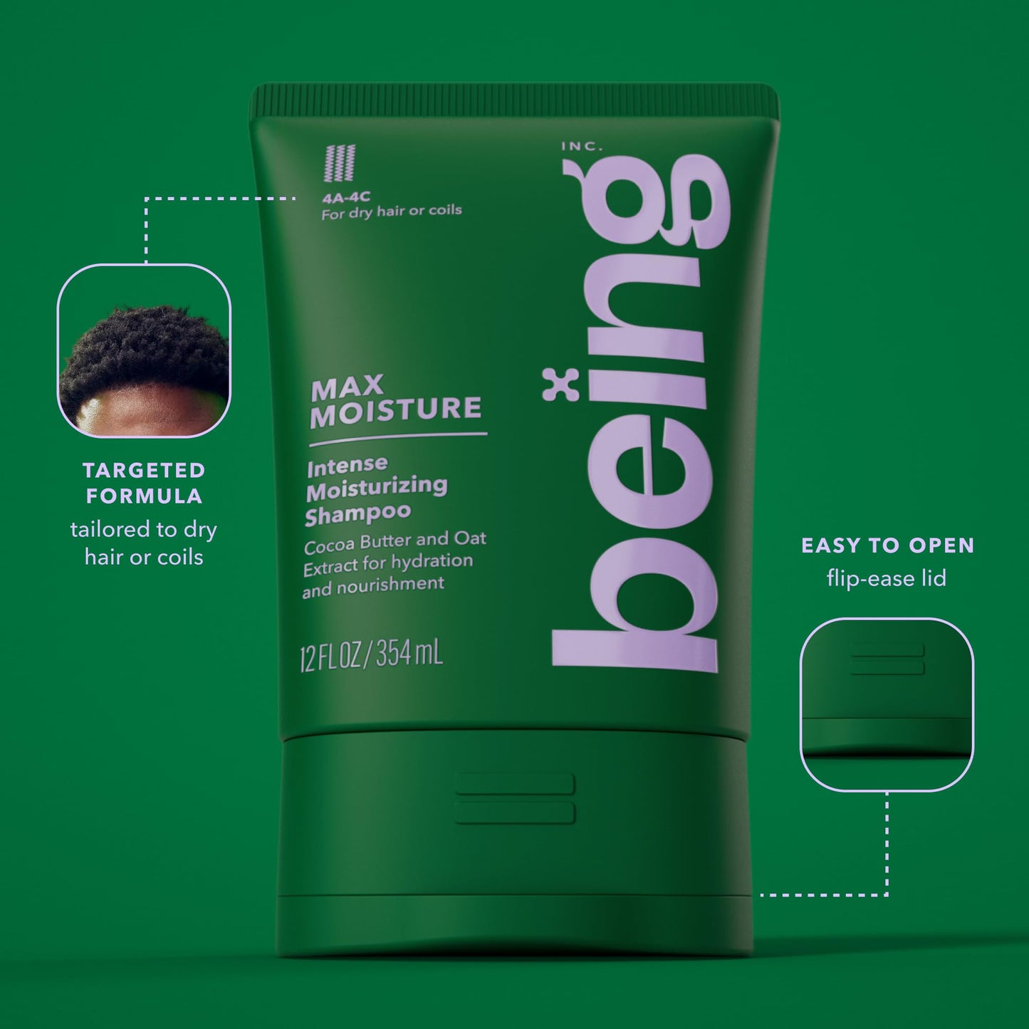 being MAX MOISTURE Intense Moisturizing Shampoo and Conditioner Set 354mL with Cocoa Butter and Oat Extract