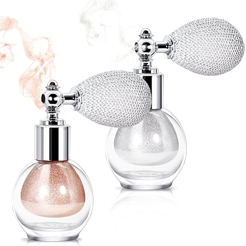 NewBang 2Pcs Highlighter Powder Spray,Glitter High Gloss Powder,Shimmer Sparkle Powder Makeup Spray, for Face Body Cosmetic