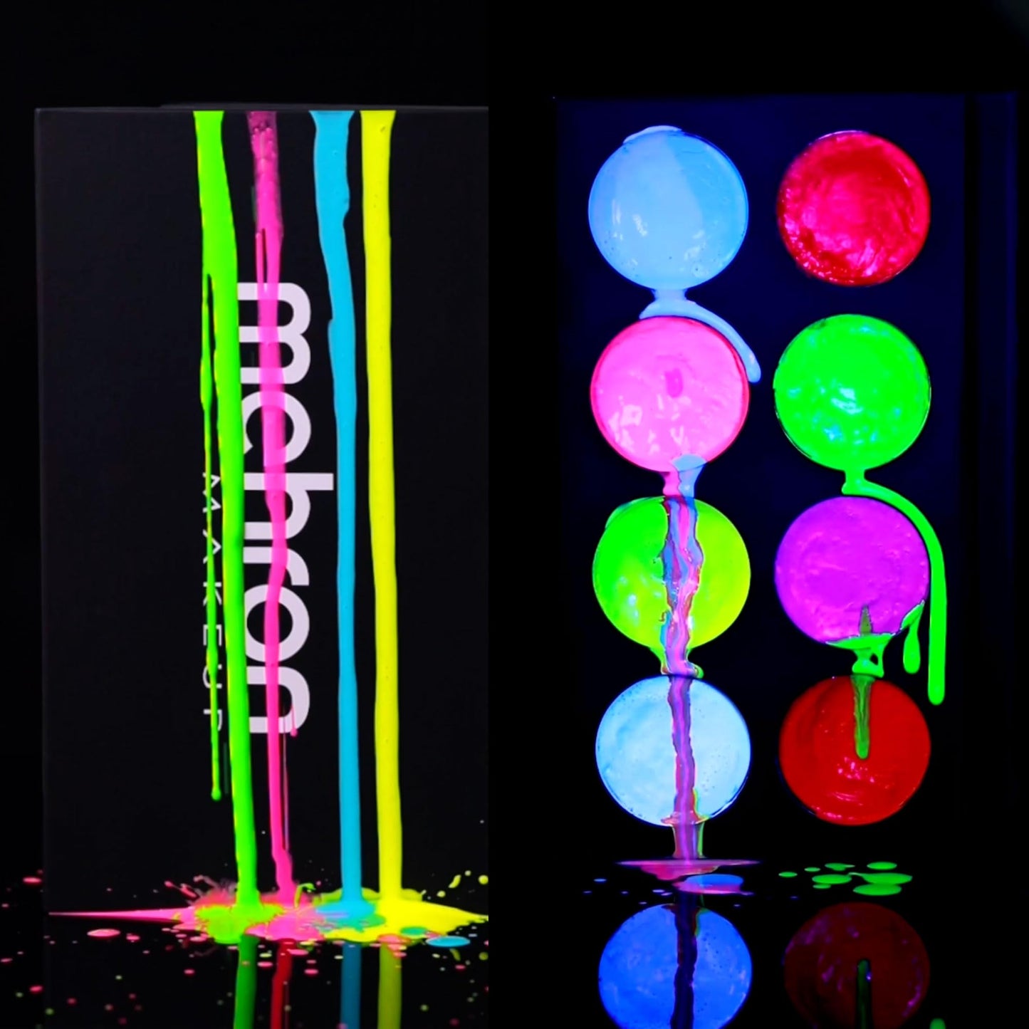 Mehron Paradise FX Neon UV Glow 8 Color Palette | Magnetic Refillable Special Effects Paint Palette | Professional Water Activated Paint for Raves
