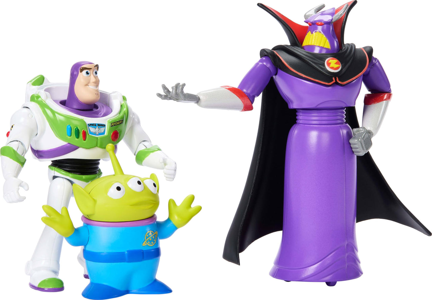 Mattel Disney Pixar Storytellers Story Intergalactic 3-Pack of Action Figures, 4-Inch Scale Buzz Lightyear, Zurg & Alien Posable Toys