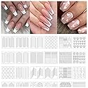 TailaiMei 1768 Pieces 60 Designs French Manicure Nail Stickers, Nail Art Tips Guides for DIY Decoration Stencil Tools (36 Sheets)