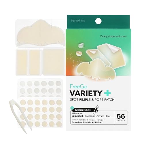 FreeGo Variety+ Hydrocolloid Spot Pimple & Pore Patches for Face, Large Patches for Breakouts, Zit, Blemish Spot, Facial Stickers, Korean Pimple