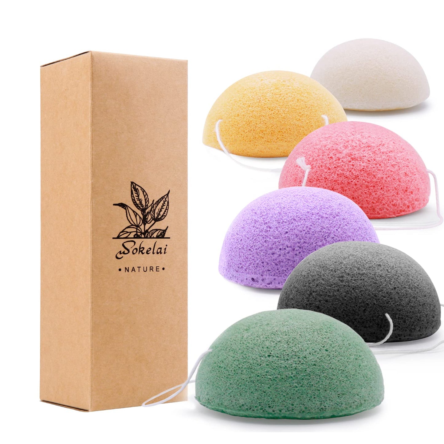 Konjac Facial Sponges for Cleansing Exfoliating - Konjac Face Sponge for Washing Face Body, Natural Cleaning Puff Buff Scrubber for Shower Bath SPA