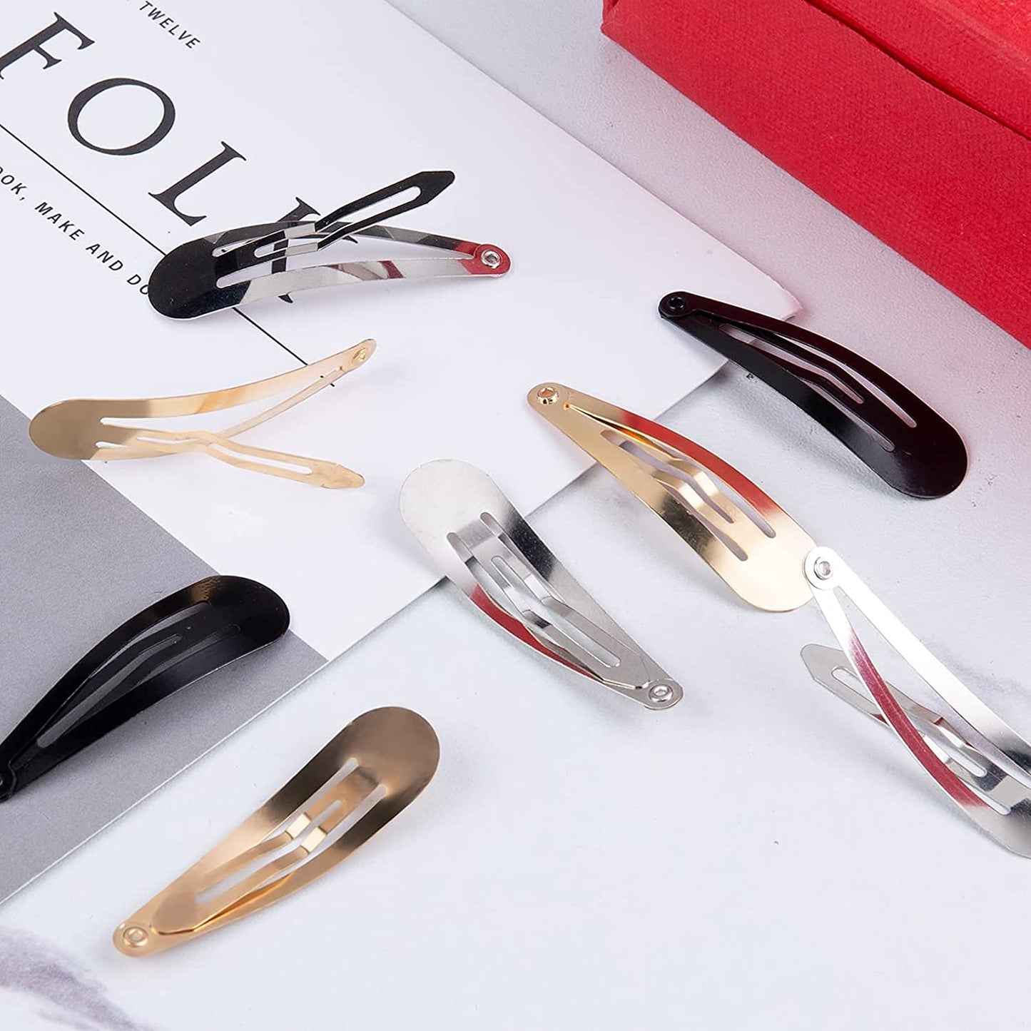 60 Pcs Snap Hair Clips with Storage Box, 2 Inch No Slip Metal Hair Clips Barrettes for Styling, Hair Pins Accessories for Toddlers, Girls, Kids