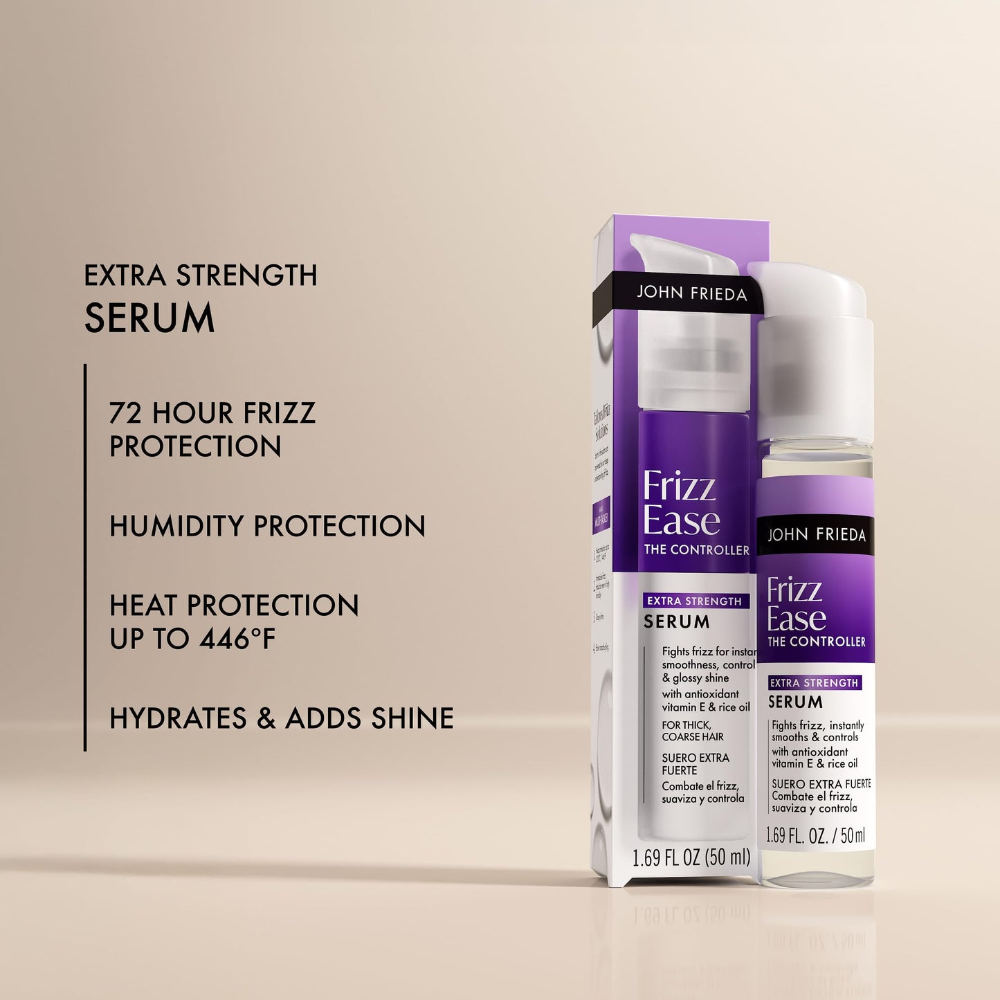 John Frieda Frizz Ease Extra Strength Hair Serum for Thick & Coarse Hair, Anti-Frizz Smoothing Serum with Argan & Coconut Oil, 1.69 fl oz, Pack of 2 Beauty & Personal Care John Frieda