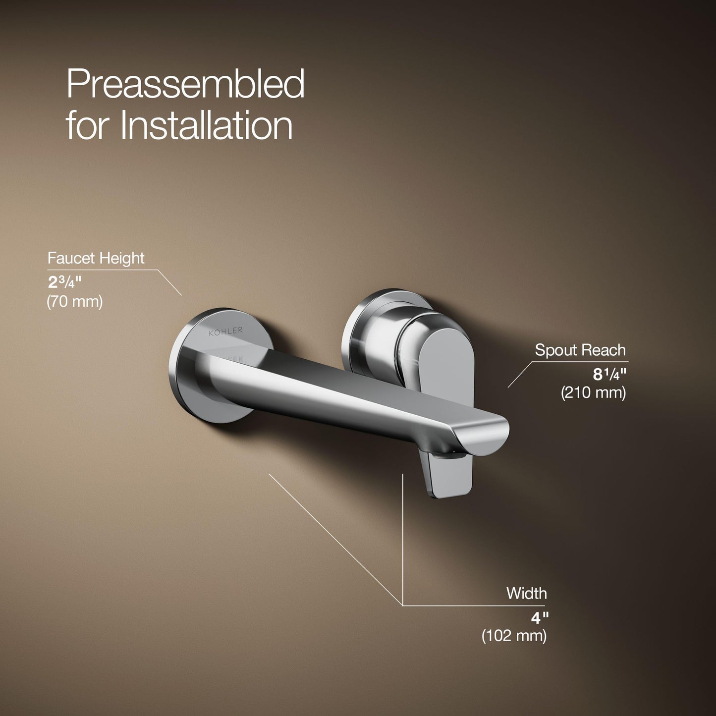 KOHLER K-97358-4-CP AVID™ 1 Handle WM LAV Faucet, Lever