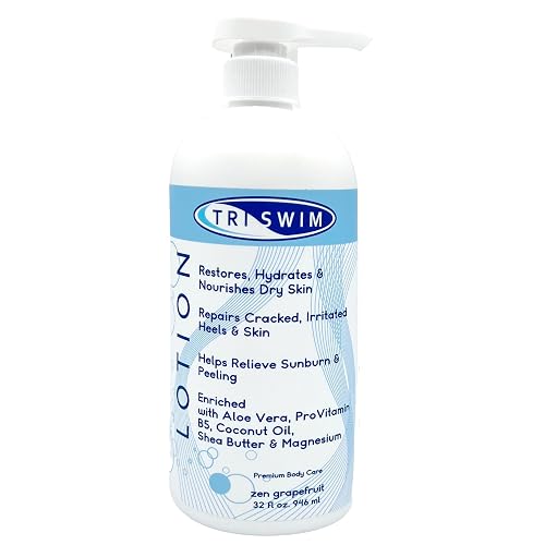 TRISWIM Swim Lotion 32oz with Pump | After Swim Lotion for Dry & Itchy Skin | Neutralizes Chlorine, Bromine & Saltwater | Deep Moisturizing Formula