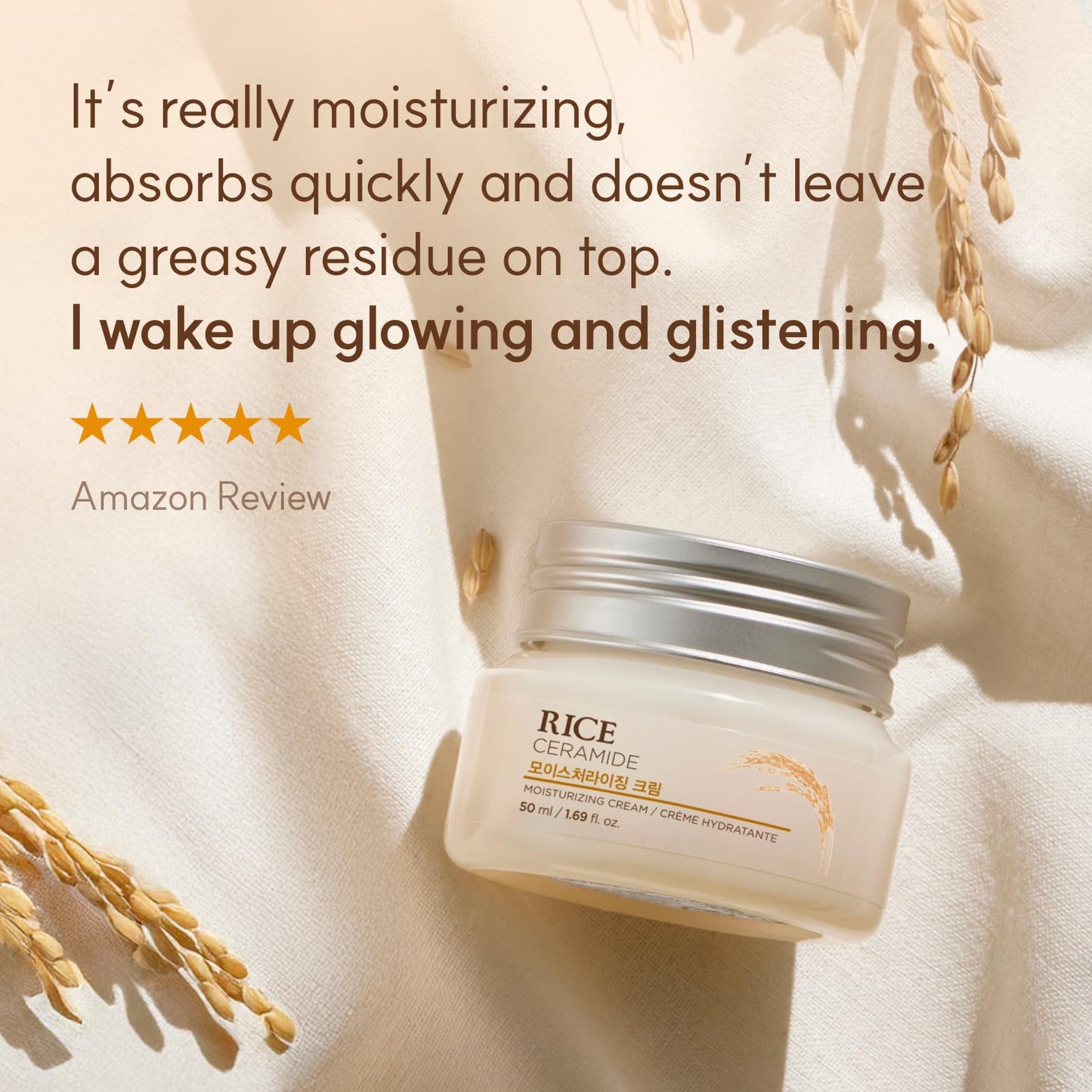 The Face Shop Rice Ceramide Cream, Hydrating Face Moisturizer, for Dry & Combination Skin, Lightweight, Fast-absorbing, 1.69 fl. oz. Beauty and Personal Care The Face Shop