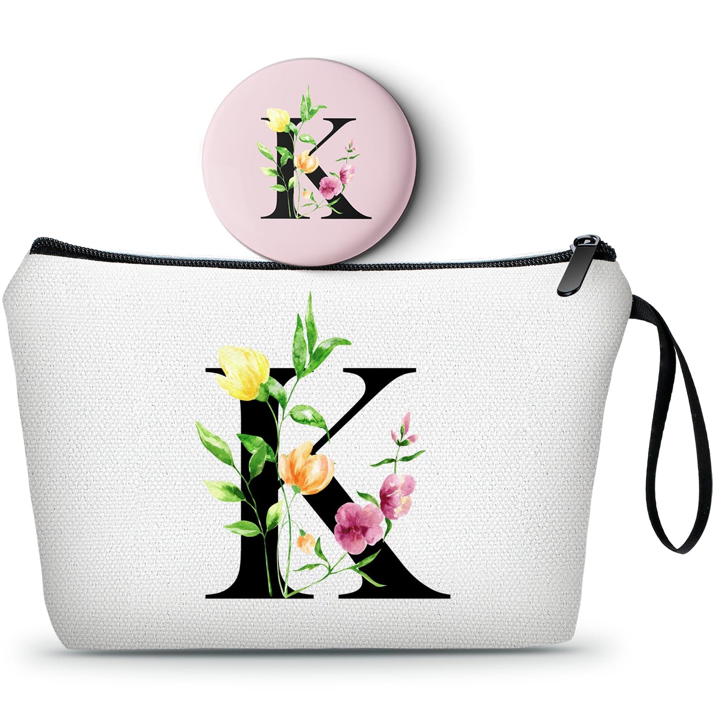 Mom Birthday Gifts – Monogrammed Travel Makeup Bag with Mirror, Thank You Appreciation Gift for Women, Bridesmaids, Teachers & More