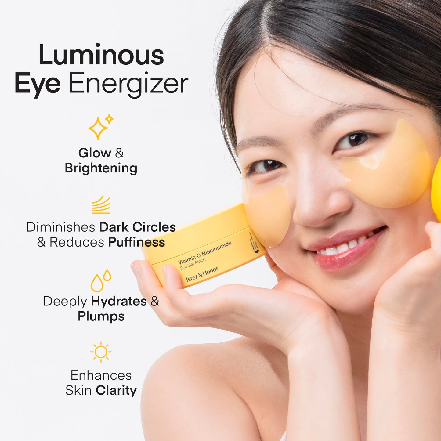 TEREZ & HONOR Vitamin C Niacinamide Eye Patches - 120 Korean Brightening Hydrogel Eye Masks with Tranexamic Acid & Hyaluronic Acid - Gel Pads Beauty and Personal Care TEREZ & HONOR
