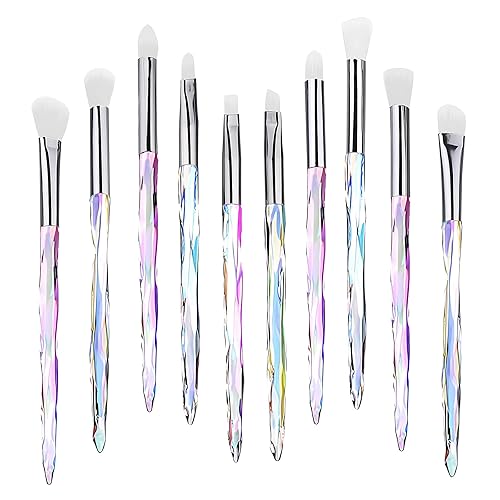 Kingtree Eyeshadow Makeup Brushes, 10PCS Crystal Brushes for Eye Makeup Premium Synthetic Bristles Eyeshadow Blending Crease Makeup Eye Brush Set