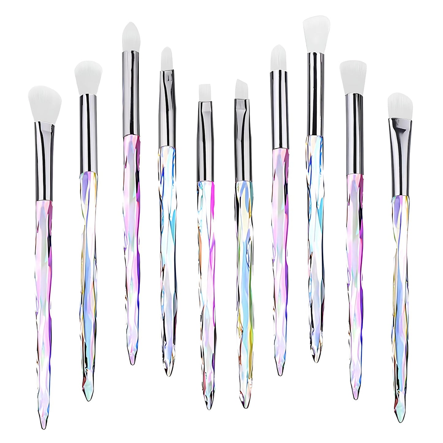 Kingtree Eyeshadow Makeup Brushes, 10PCS Crystal Brushes for Eye Makeup Premium Synthetic Bristles Eyeshadow Blending Crease Makeup Eye Brush Set