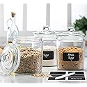 Le’raze 3pc Canister Sets for Kitchen Counter + Labels & Marker - Glass Cookie Jars with Airtight Lids - Food Storage Containers with Lids Airtight…
