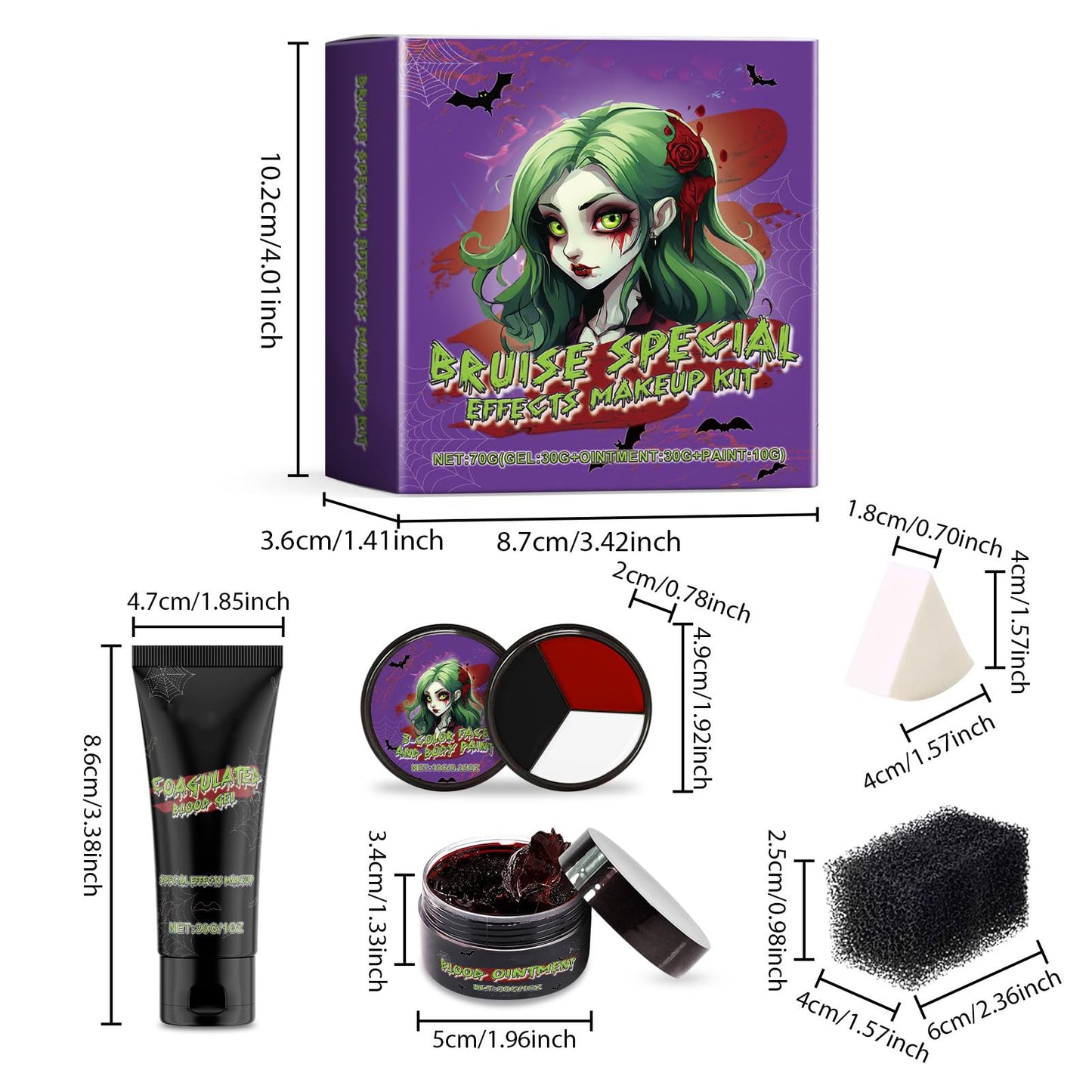 Halloween Makeup, Bloody Wound Festive Horror Halloween Makeup Kit, Washable Fake Blood Zombie Zombie Role-Playing, for Facial And Body Painting