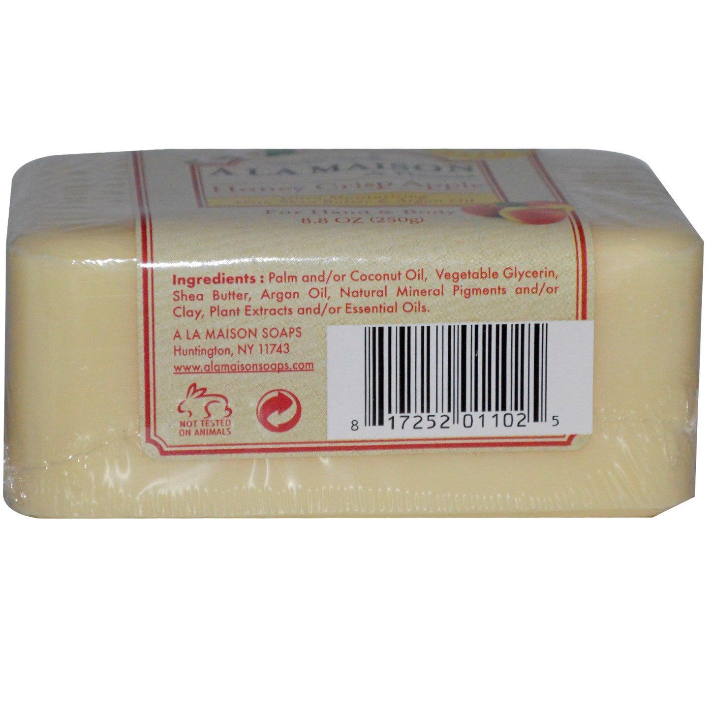 A La Maison Honeycrisp Apple Bar Soap - Triple French Milled Natural Moisturizing Hand Soap Bar (2 Bars of Soap, 8.8 oz)