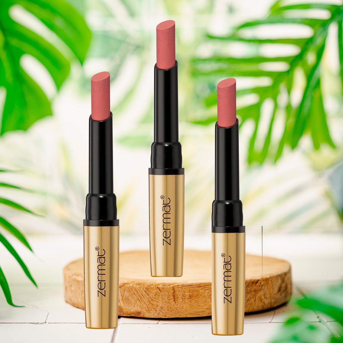 Zermat Eleganzza Reflex Long-Lasting Lipstick, Fabulous Carmel Shade, Moisturizing Formula, 8 Hour Wear, 0.06 Oz