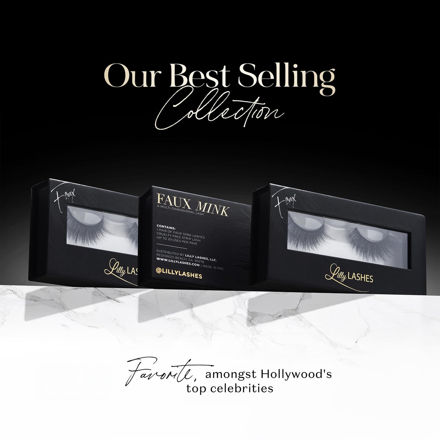 Lilly Lashes 3D Miami Faux Mink Strip Eyelashes, False Eyelashes Dramatic Look, Reusable False Lashes, Fake Lashes Pack, Lash Strips with Luxury Silk