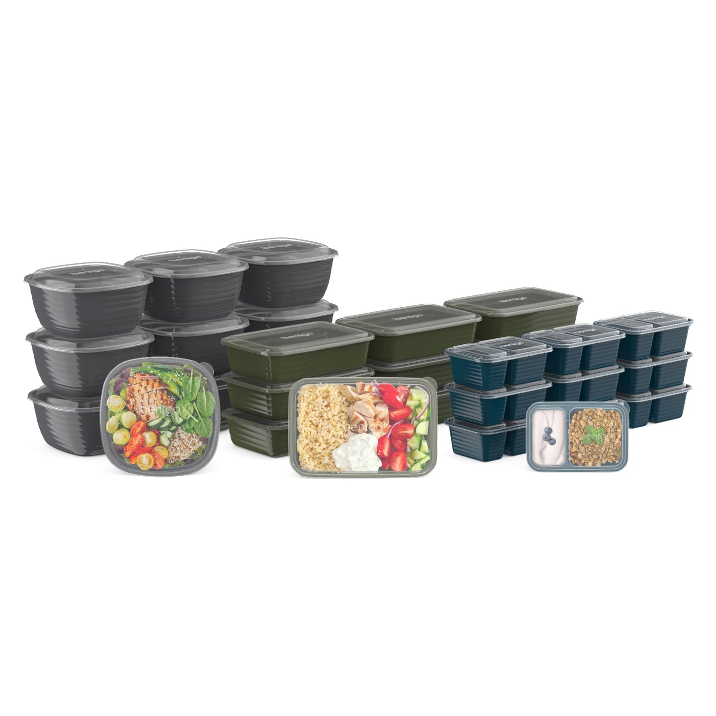 Bentgo Prep 60-Piece Variety Meal Prep Kit - Reusable PFAS & BPA-Free Food Containers 1-Compartment Trays, Prep Bowls, & Snack Boxes - Microwave…