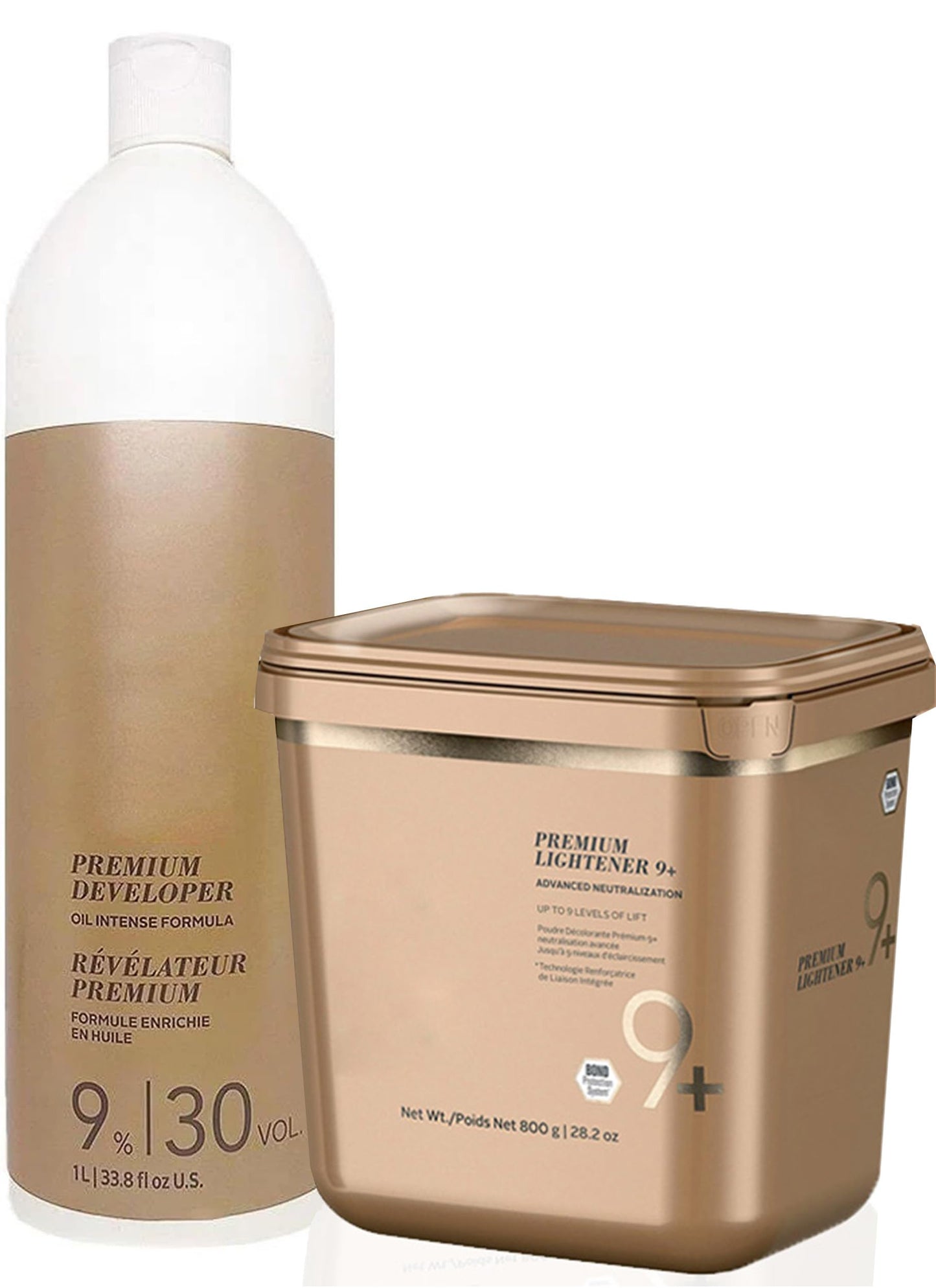Blonde Me Lightener 9+ Bleach 800g with Blonde Me 9% / 30 Volume Developer 1L and Pin Tail Comb - Professional Hair Bleach Kit for Maximum Lift