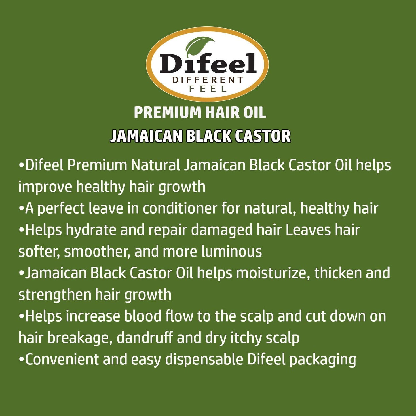 Difeel 99% Natural Premium Hair Oil - Jamaican Black Castor Oil 2.5 oz.